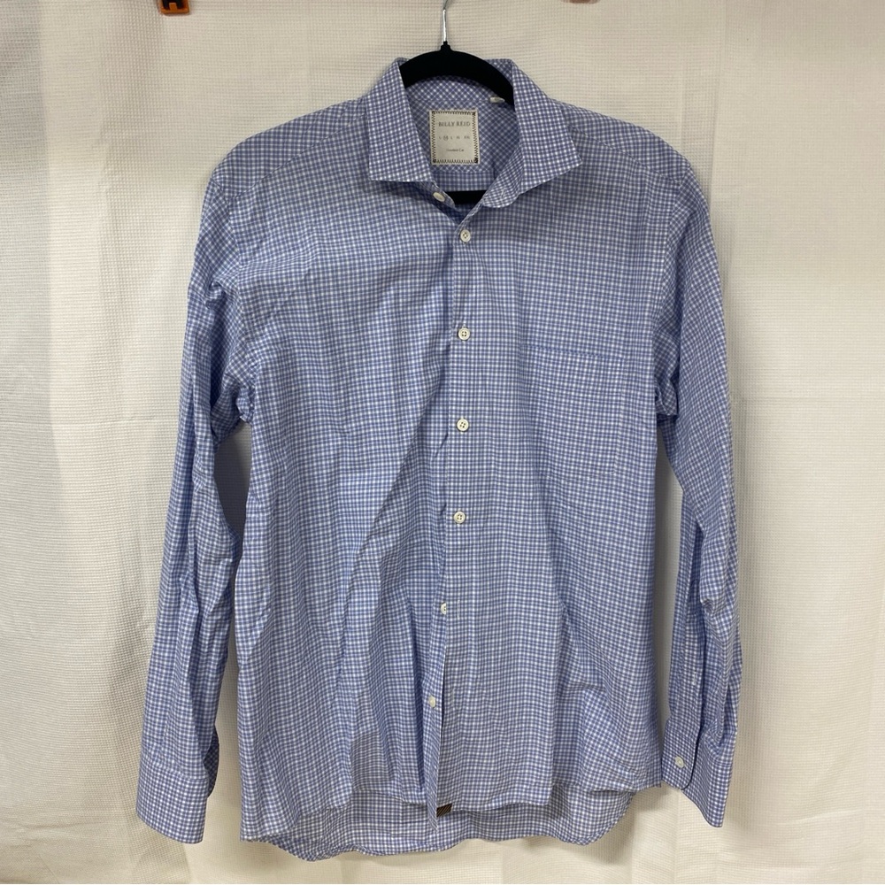 Billy Reid Blue Check Button-Up Shirt Men’s Medium Standard Cut